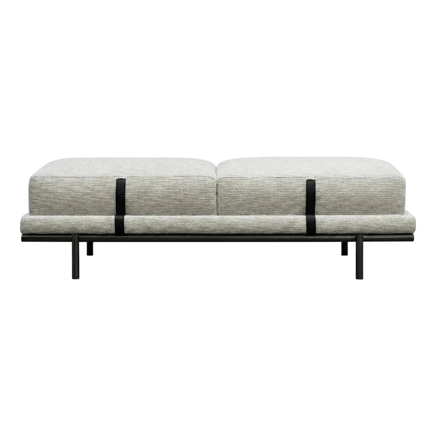 Modern Grey Textured Fabric Sofa with Black Metal Frame