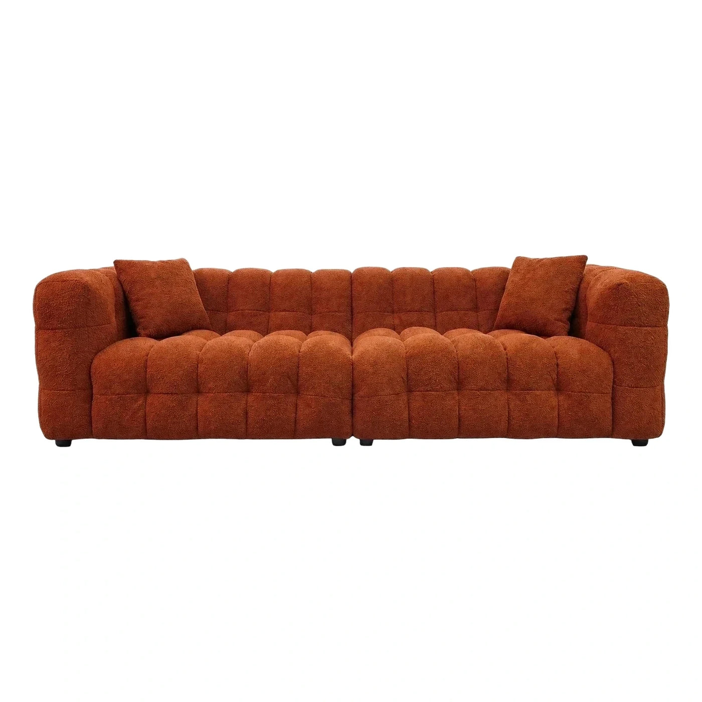 Rust Orange Modular Boucle Sofa with Pillows