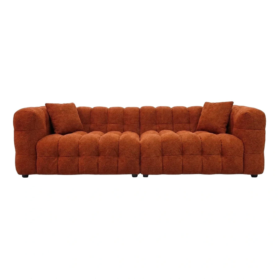Rust Orange Modular Boucle Sofa with Pillows