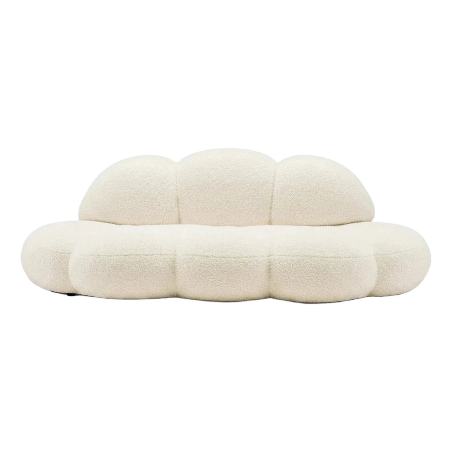 Cream Boucle Cloud Shaped Sofa Curved Design