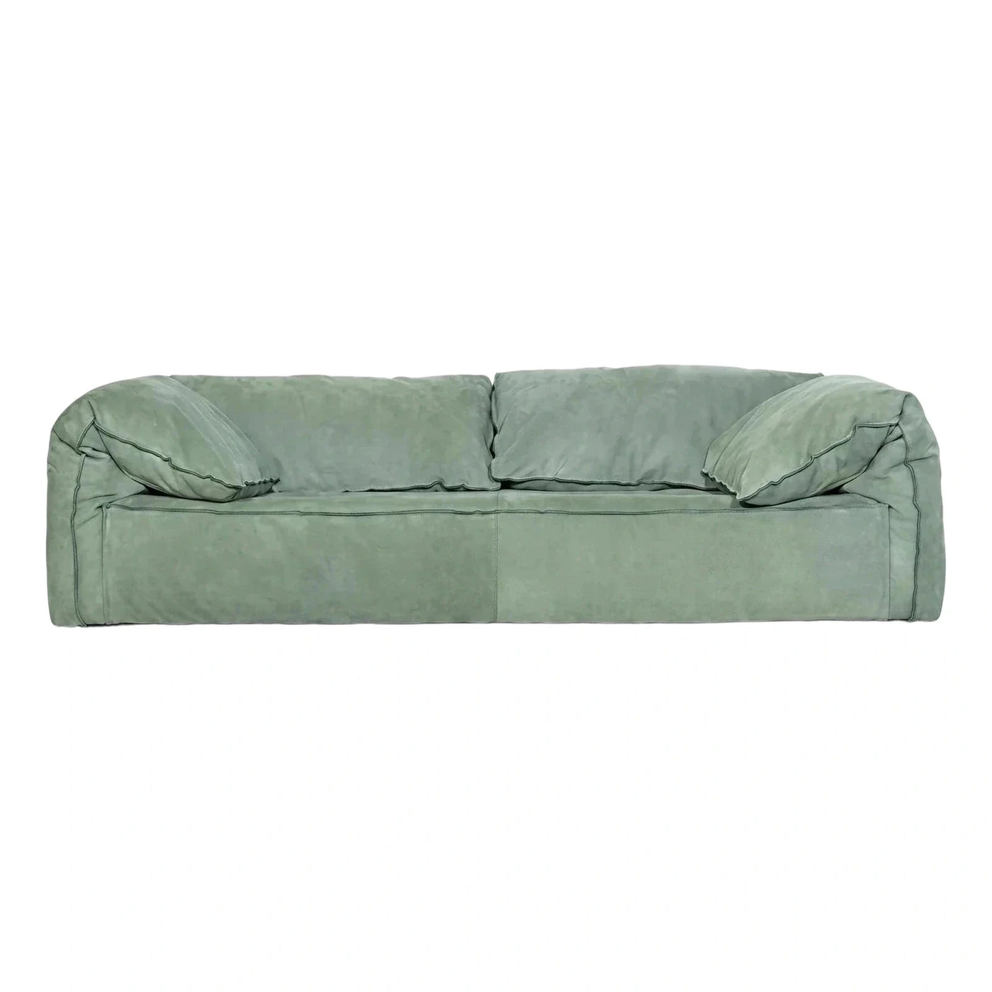 Modern Sage Green Fabric Sofa with Piping Detail