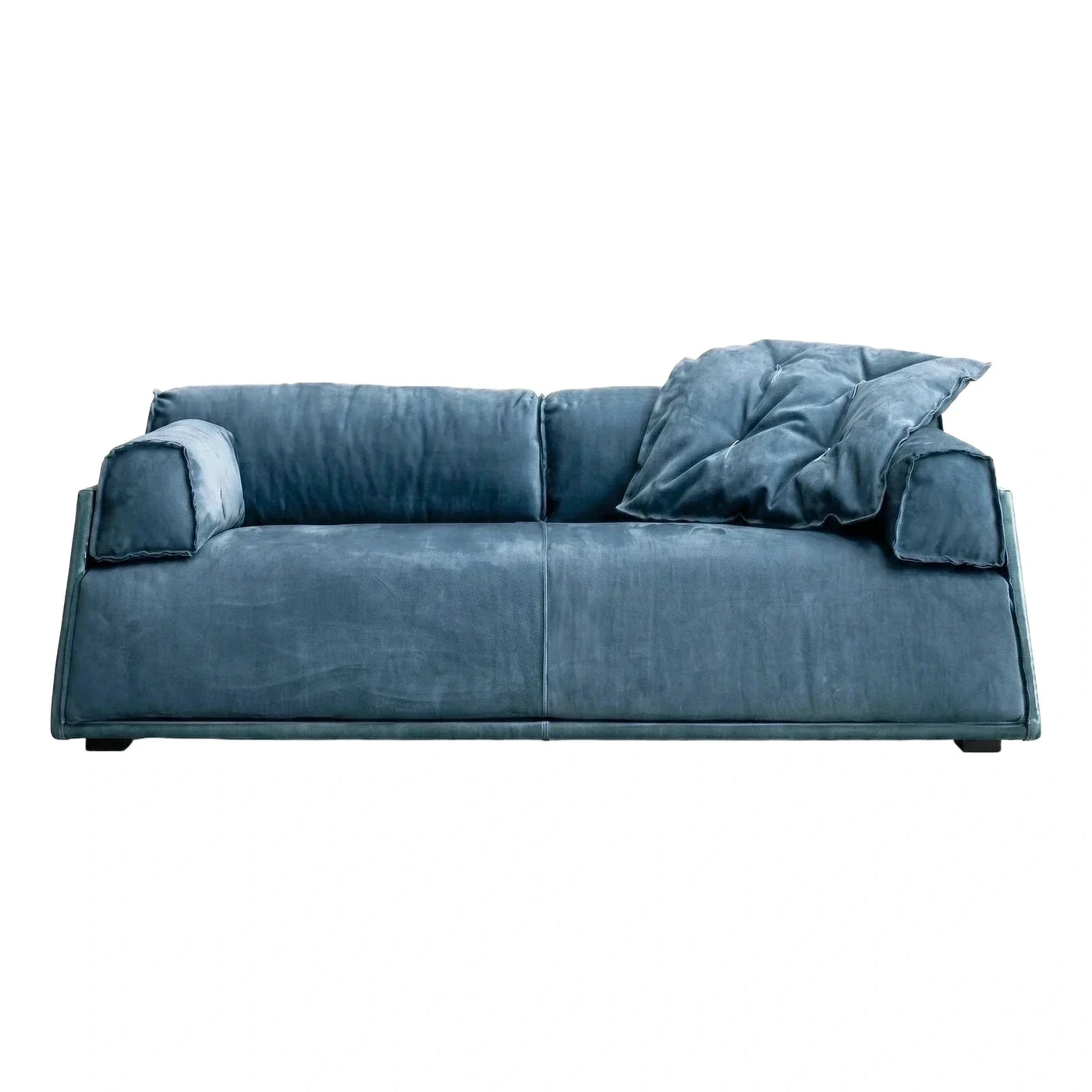 Modern Blue Fabric Sofa with Loose Cushions