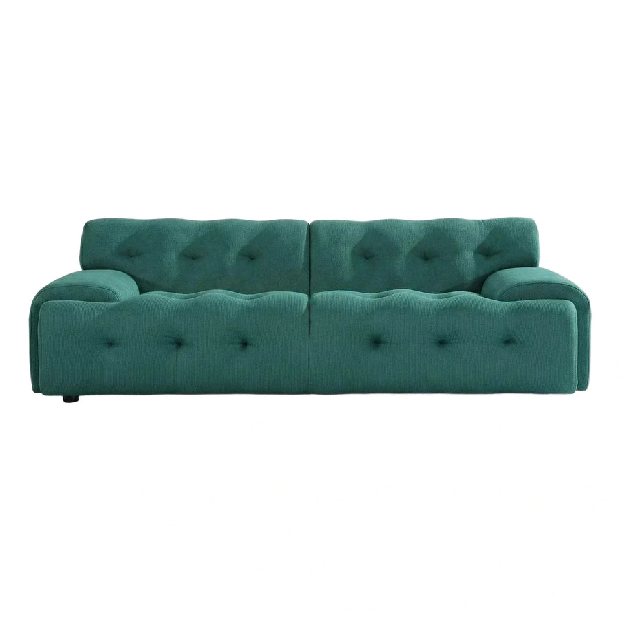 Emerald Green Ribbed Tufted Sofa