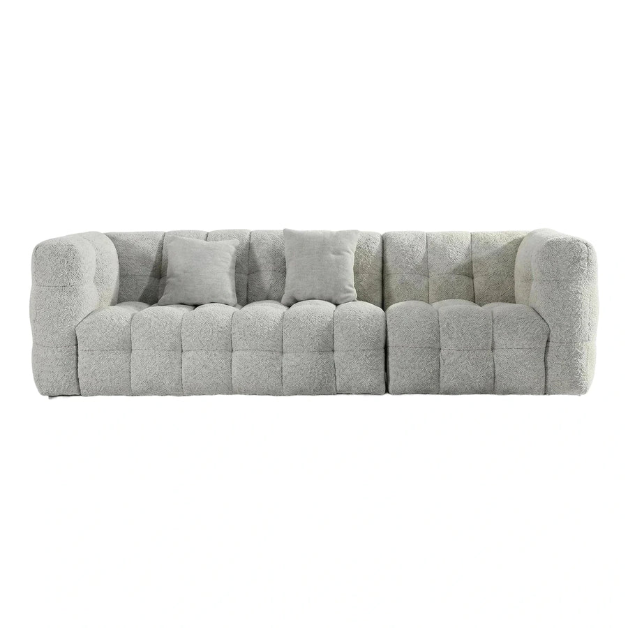 Light Grey Boucle Modular Sofa with Throw Pillows