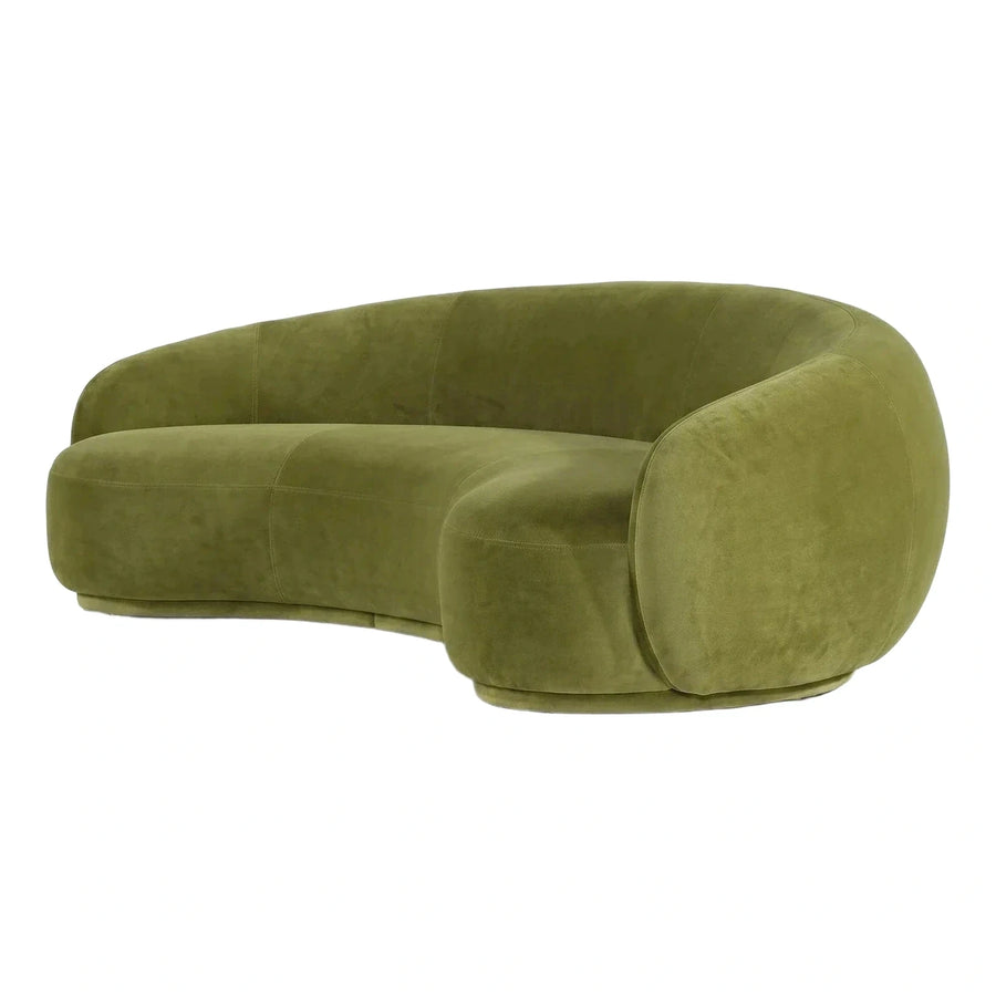 Olive Green Curved Velvet Sofa