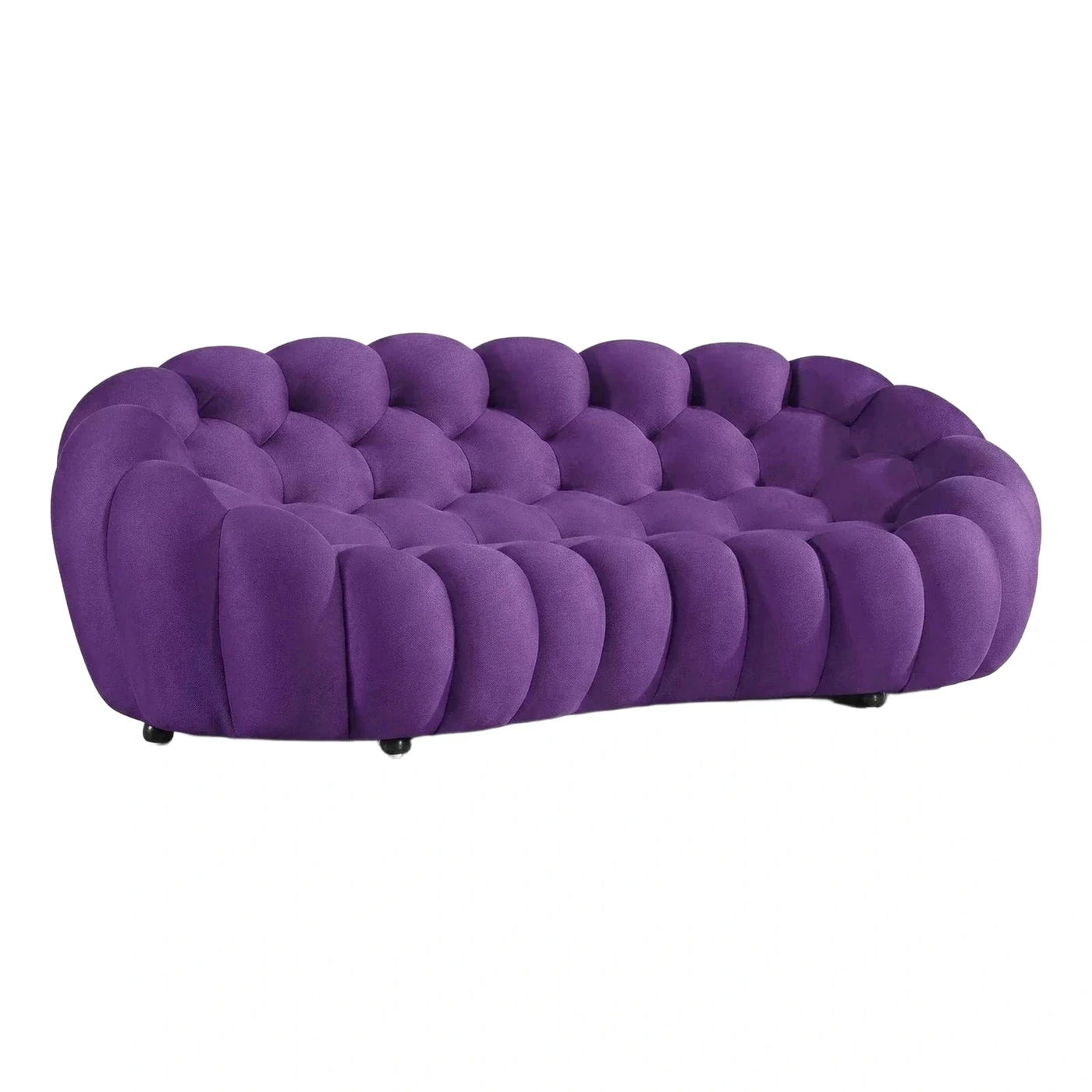 Purple Scalloped Tufted Curved Sofa