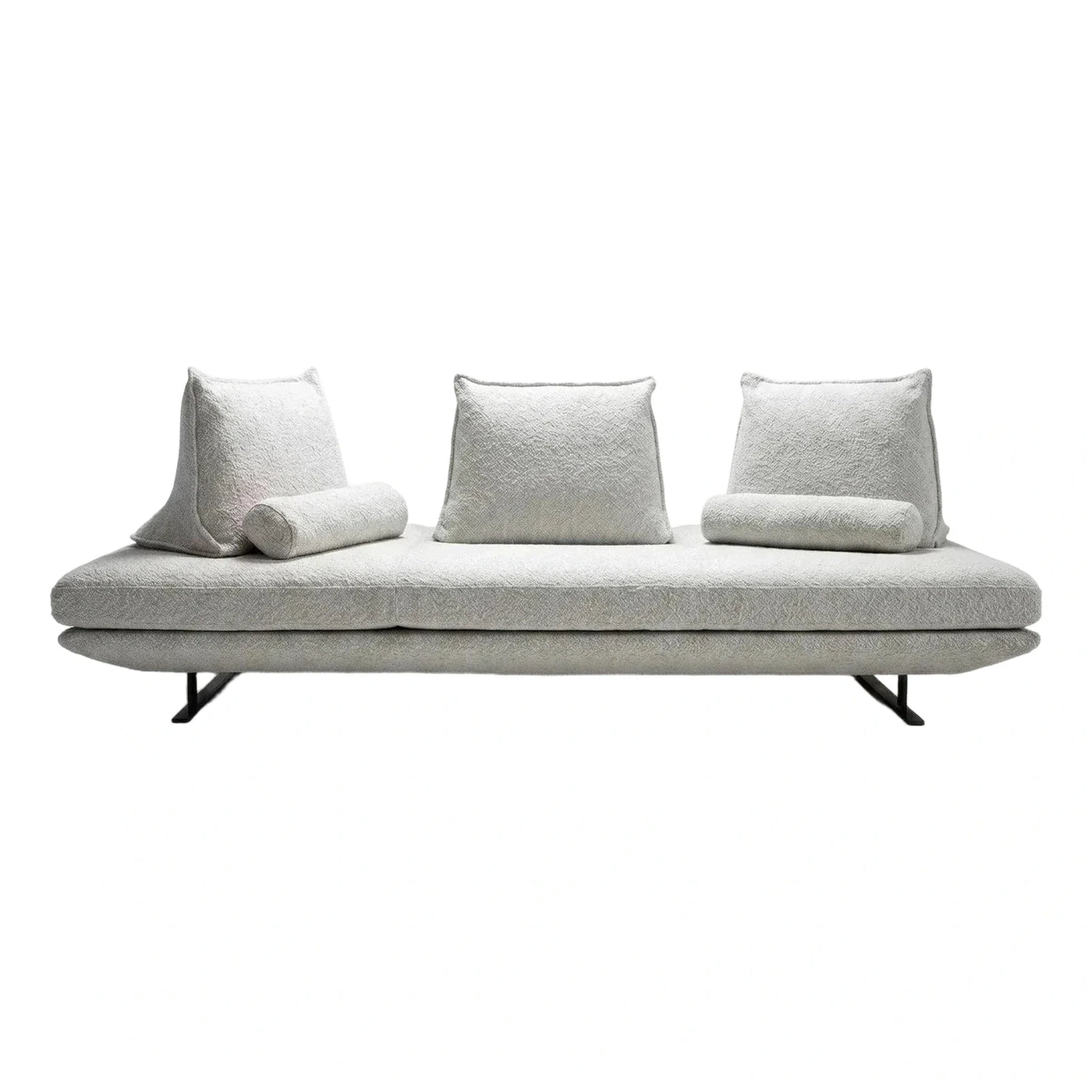 Modern Low Profile Boucle Sofa with Pillows
