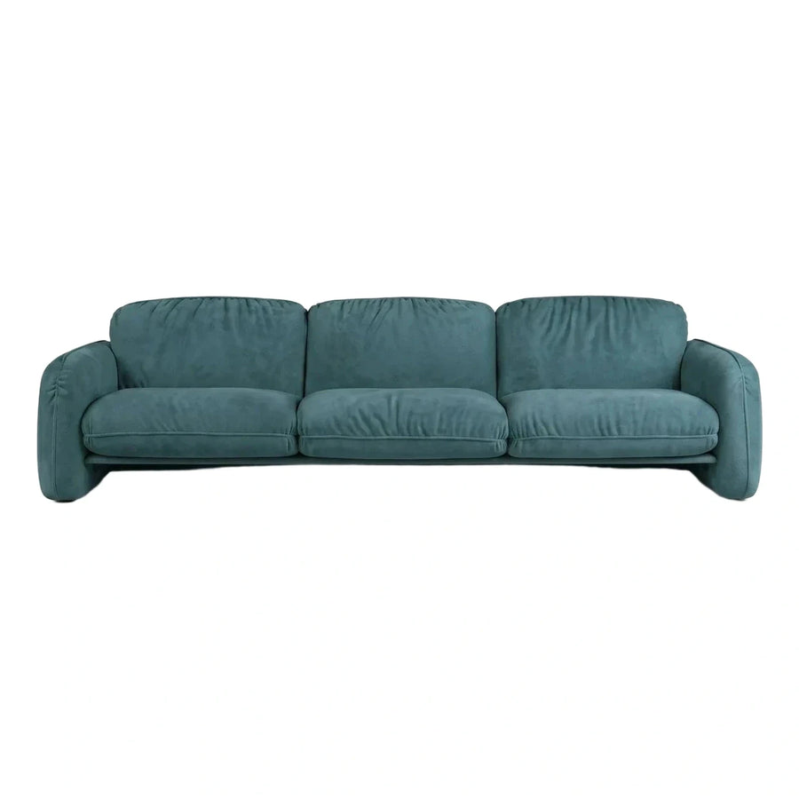 Modern Teal Blue Velvet Three Seater Sofa