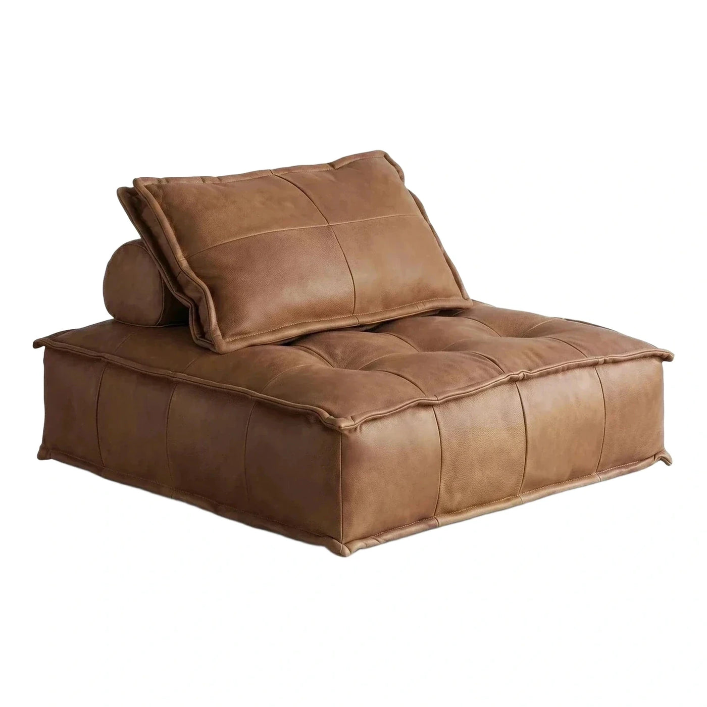 Brown Leather Low Profile Modular Lounge Sofa