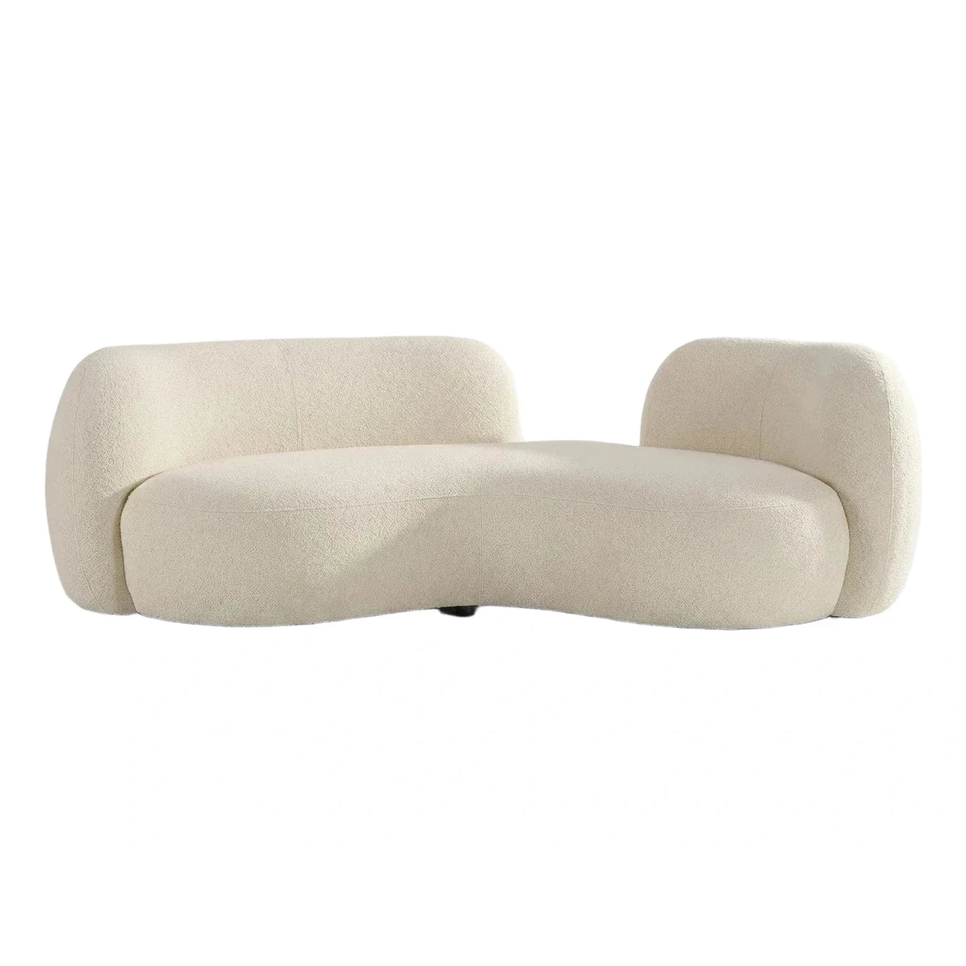 Cream Boucle Curved Sofa Organic Modern Design