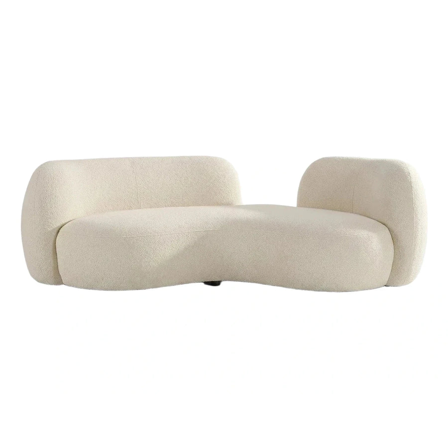 Cream Boucle Curved Sofa Organic Modern Design