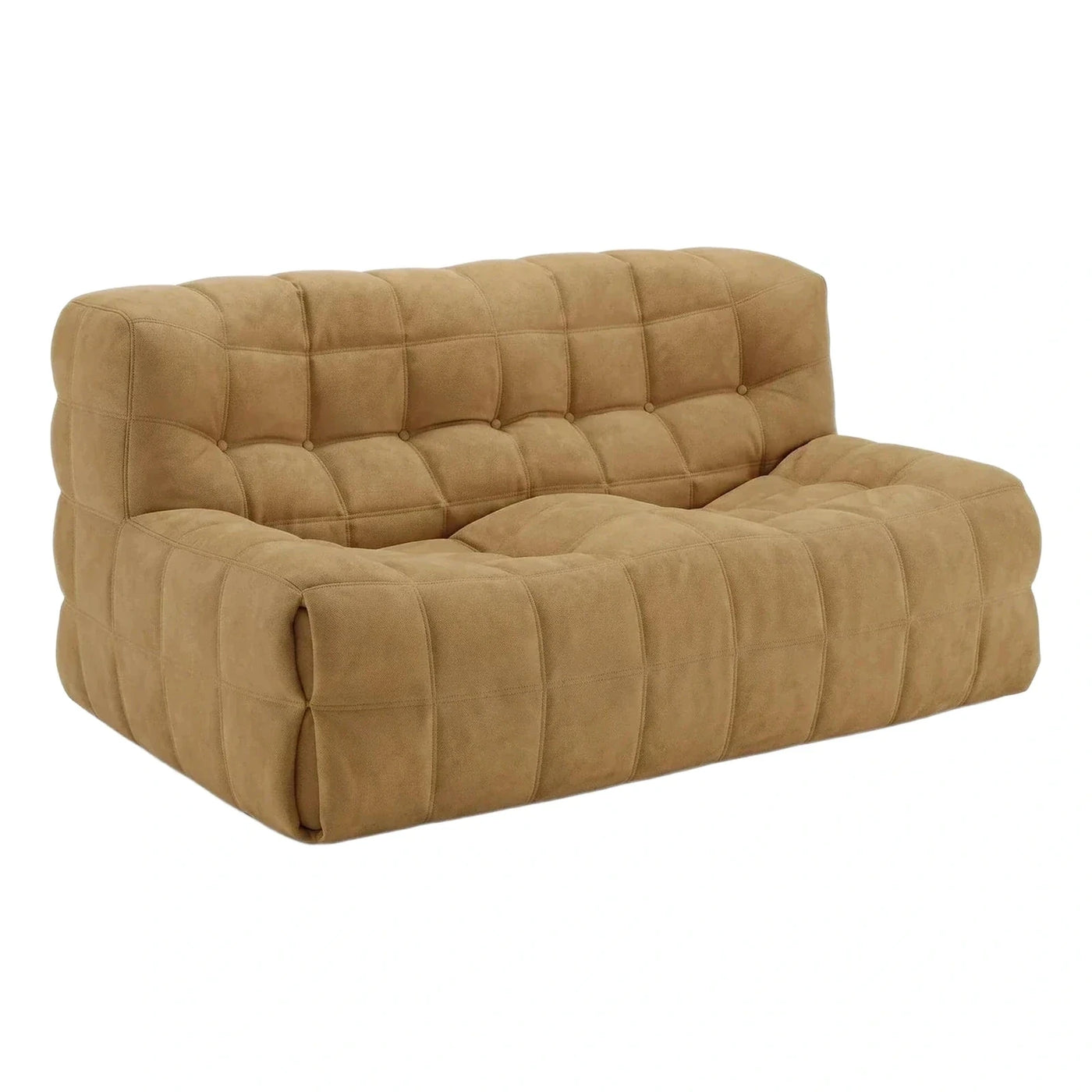 Modern Tufted Camel Brown Fabric Sofa