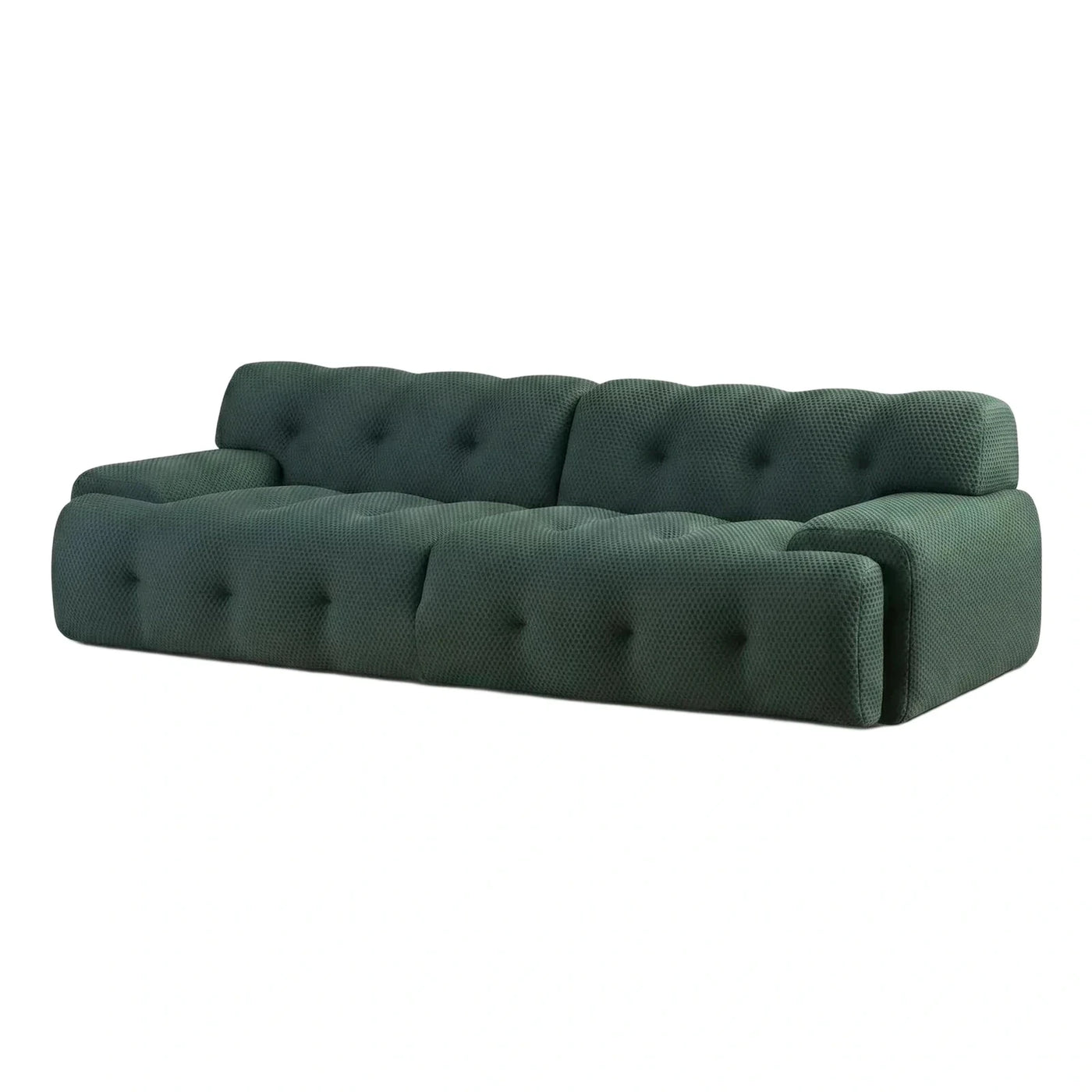 Dark Green Tufted Boucle Fabric Modern Sofa