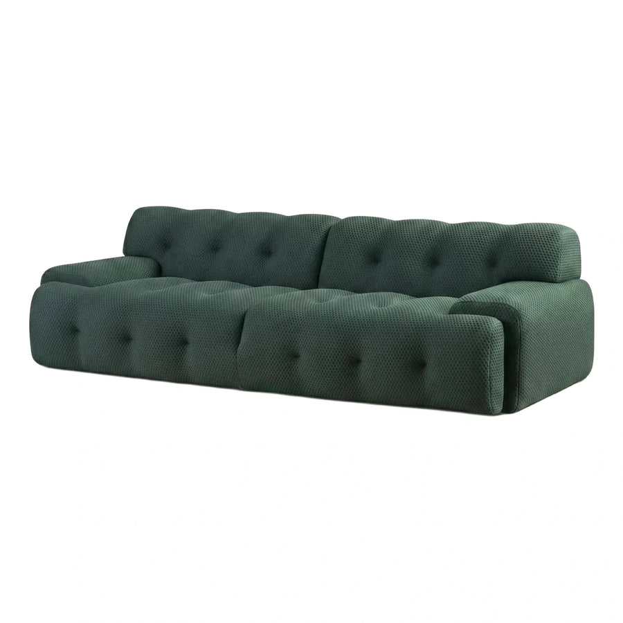 Dark Green Tufted Boucle Fabric Modern Sofa