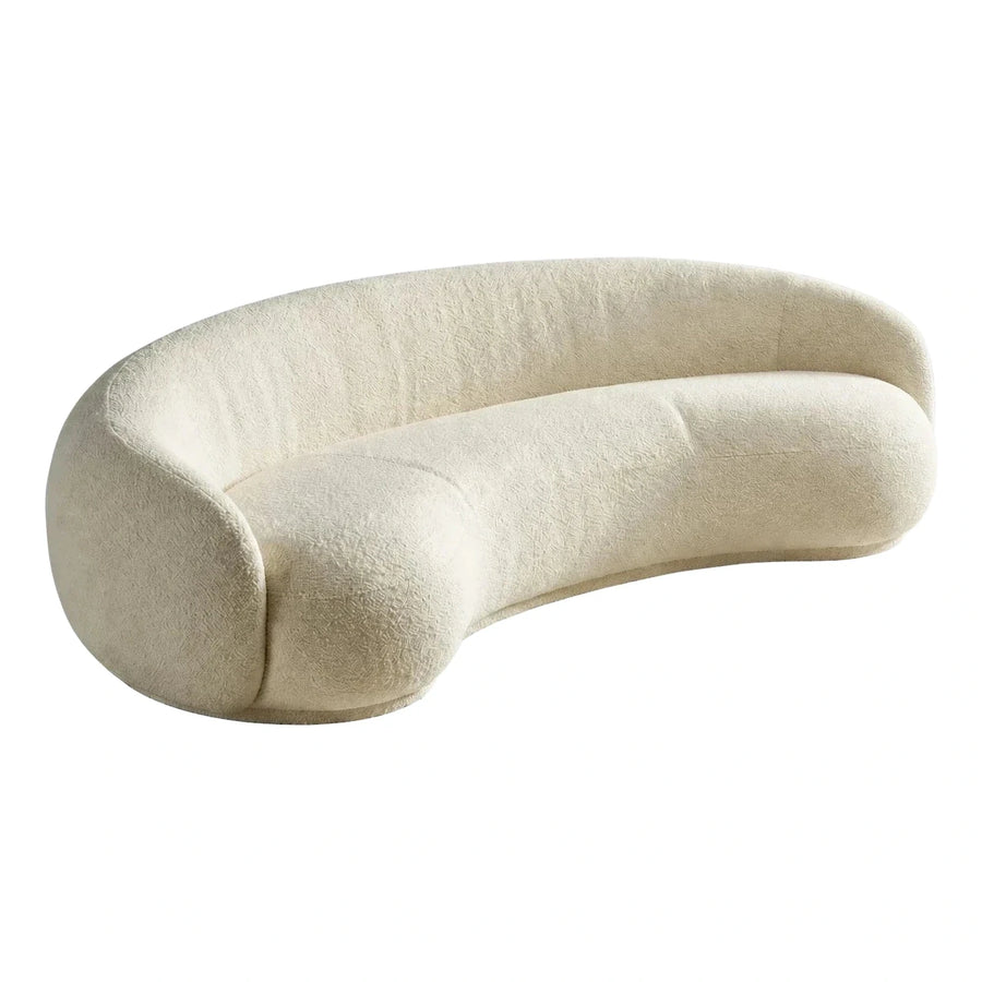 Curved Cream Boucle Sofa with Organic Shape