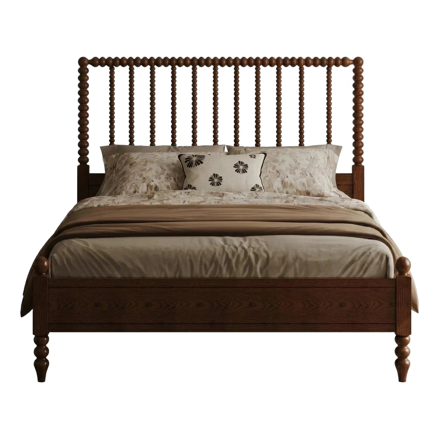Dark Brown Wood Spindle Bed Frame