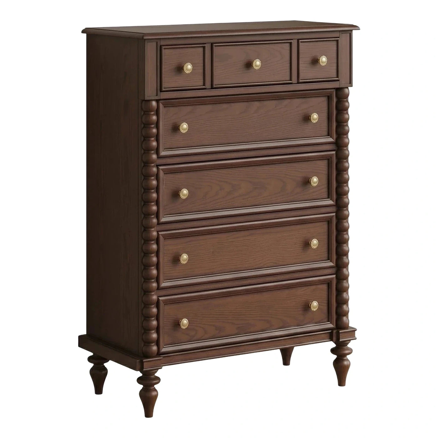 Dark Brown Wood 7-Drawer Chest