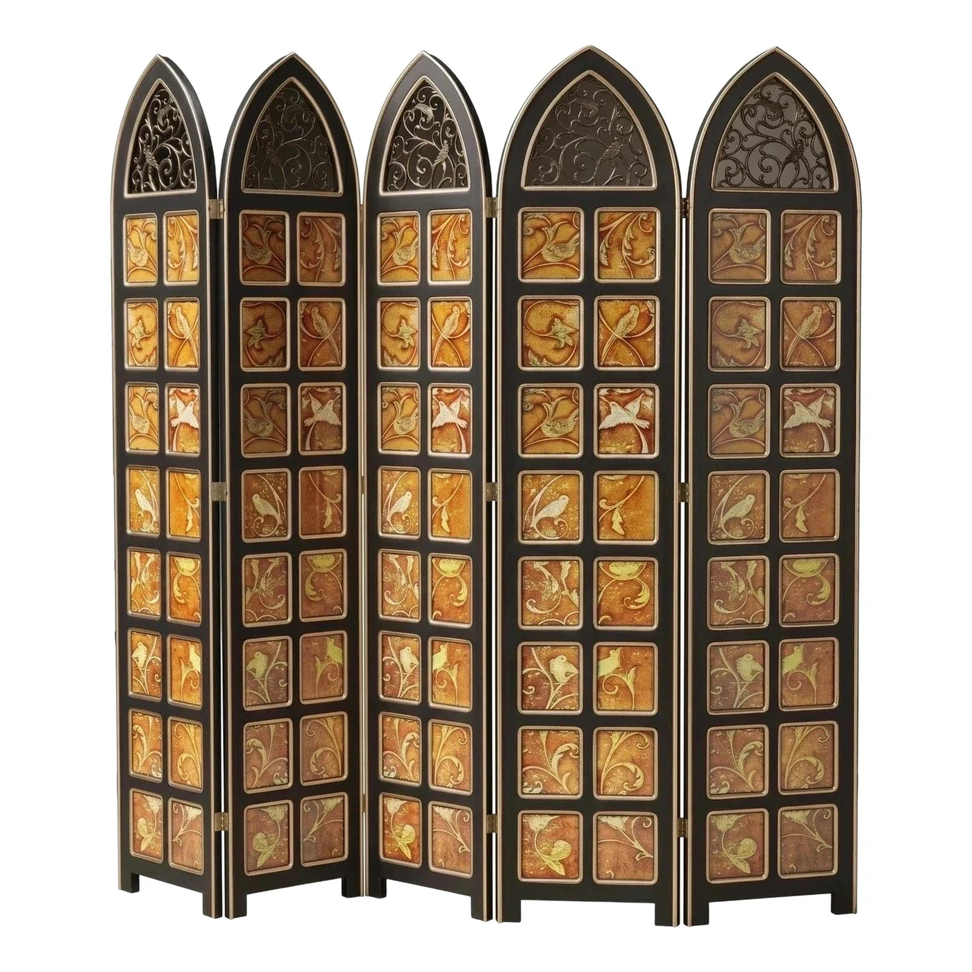 5-Panel Gothic Arch Wood Room Divider