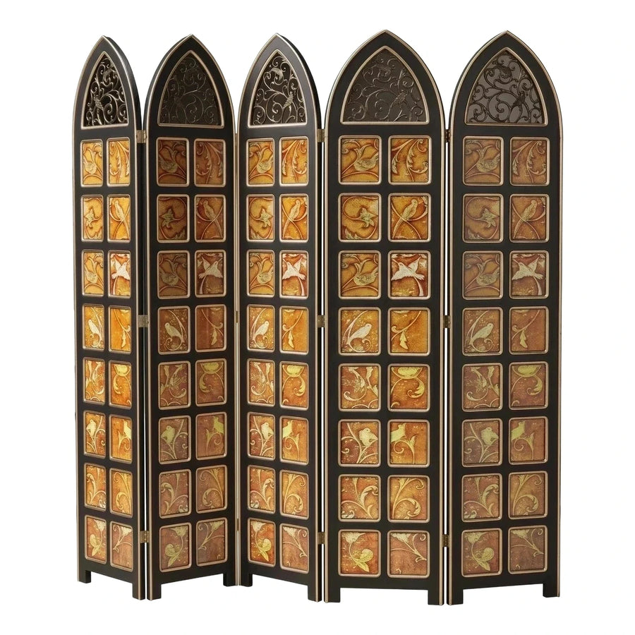 5-Panel Gothic Arch Wood Room Divider