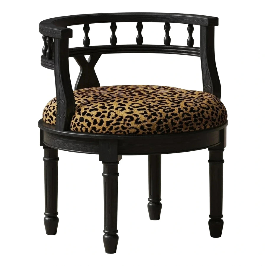 Black Wood Leopard Print Accent Chair