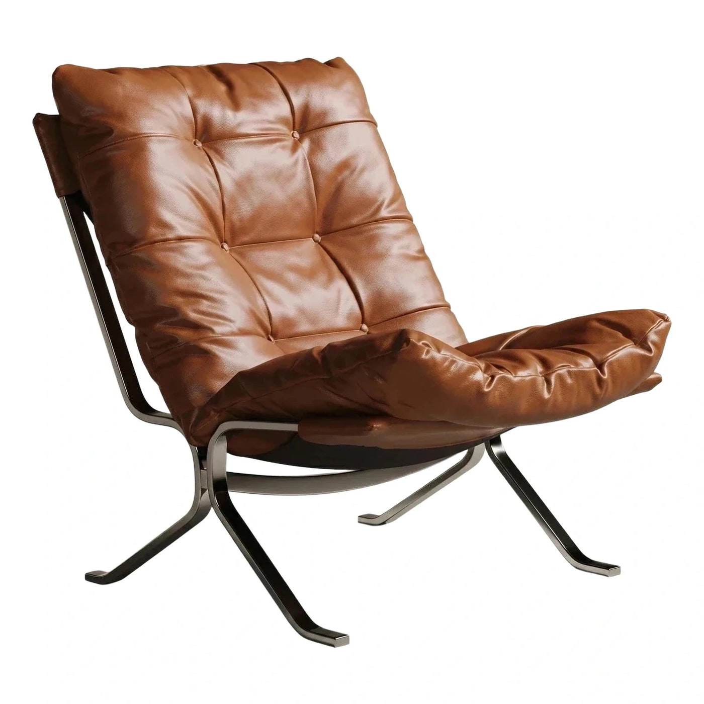 Brown Leather Tufted Lounge Chair