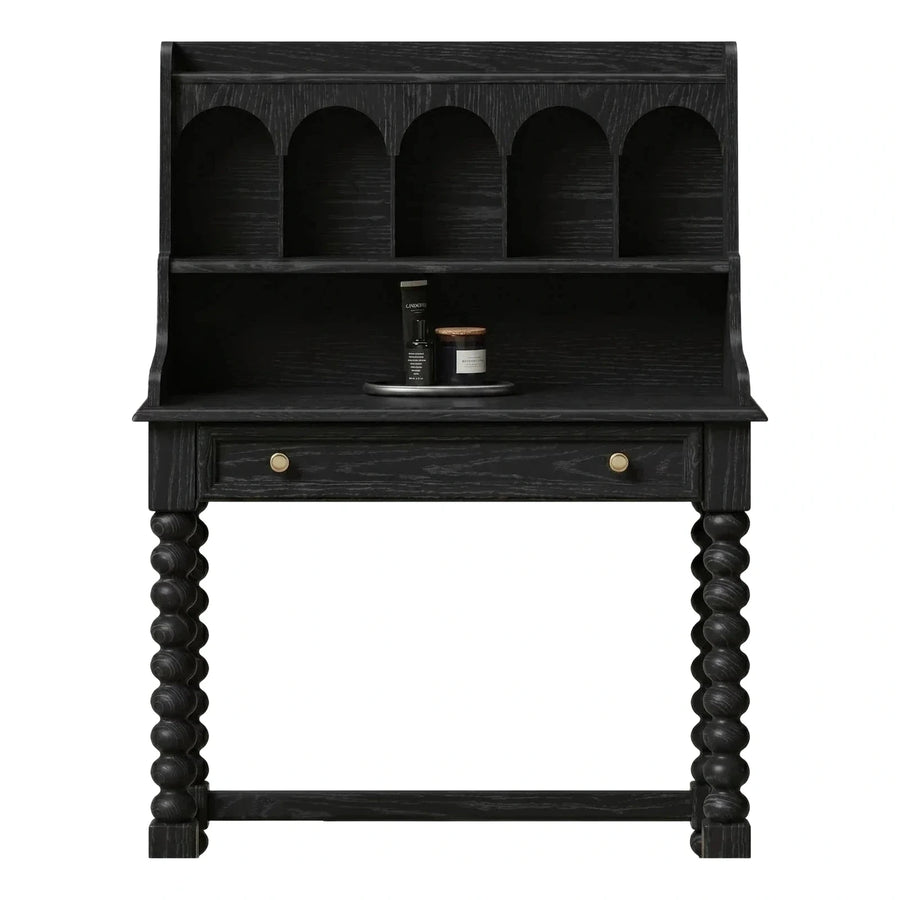 Black Arched Console Table with Turned Legs