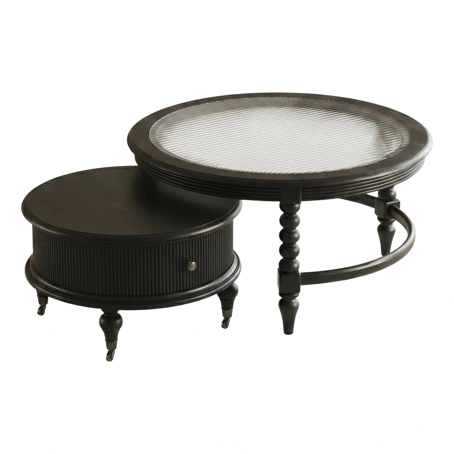 Black Round Rotating Glass Coffee Table