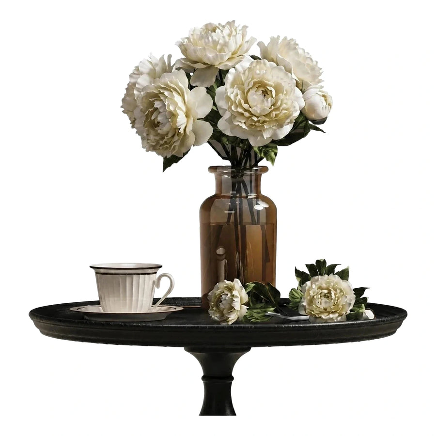 Black Round Wood Pedestal End Table
