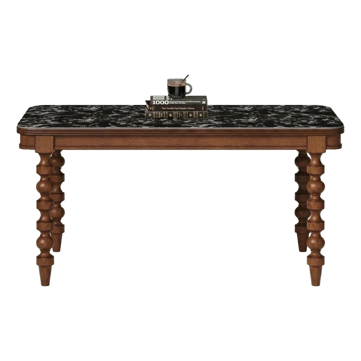 Black Marble Top Turned Leg Coffee Table
