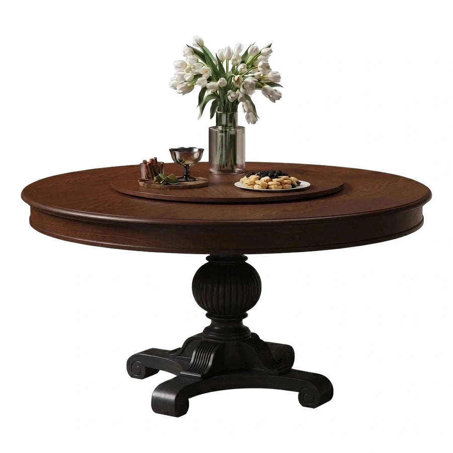Dark Brown Round Pedestal Coffee Table