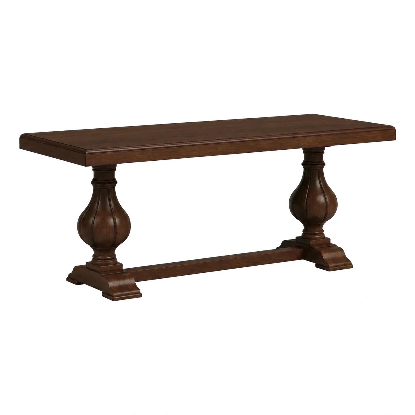Classic Dark Brown Wood Trestle Dining Table