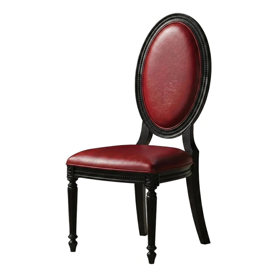 Burgundy Leather Oval Back Dining Chair