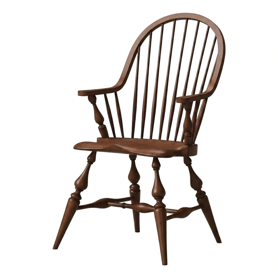 Classic Dark Brown Wood Windsor Armchair