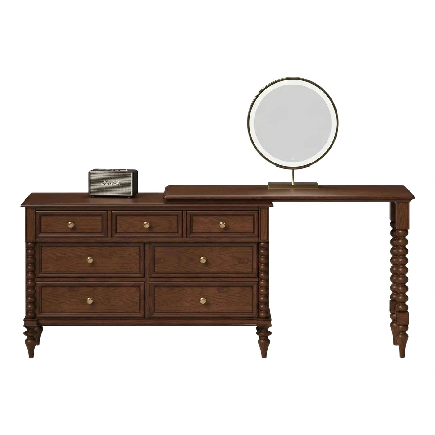 Classic Dark Brown Wood 7-Drawer Dresser