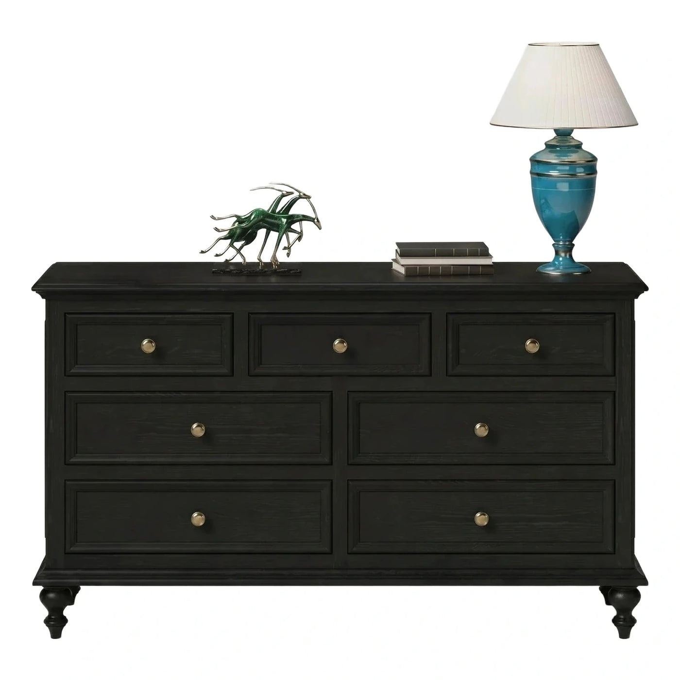 Classic Black 7-Drawer Wood Dresser