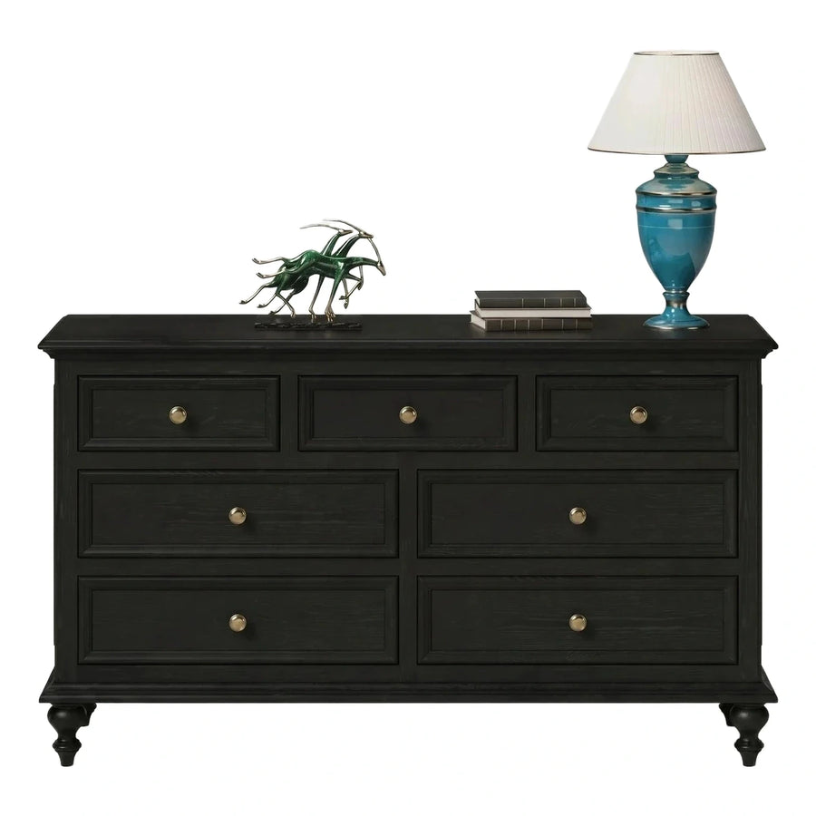 Classic Black 7-Drawer Wood Dresser