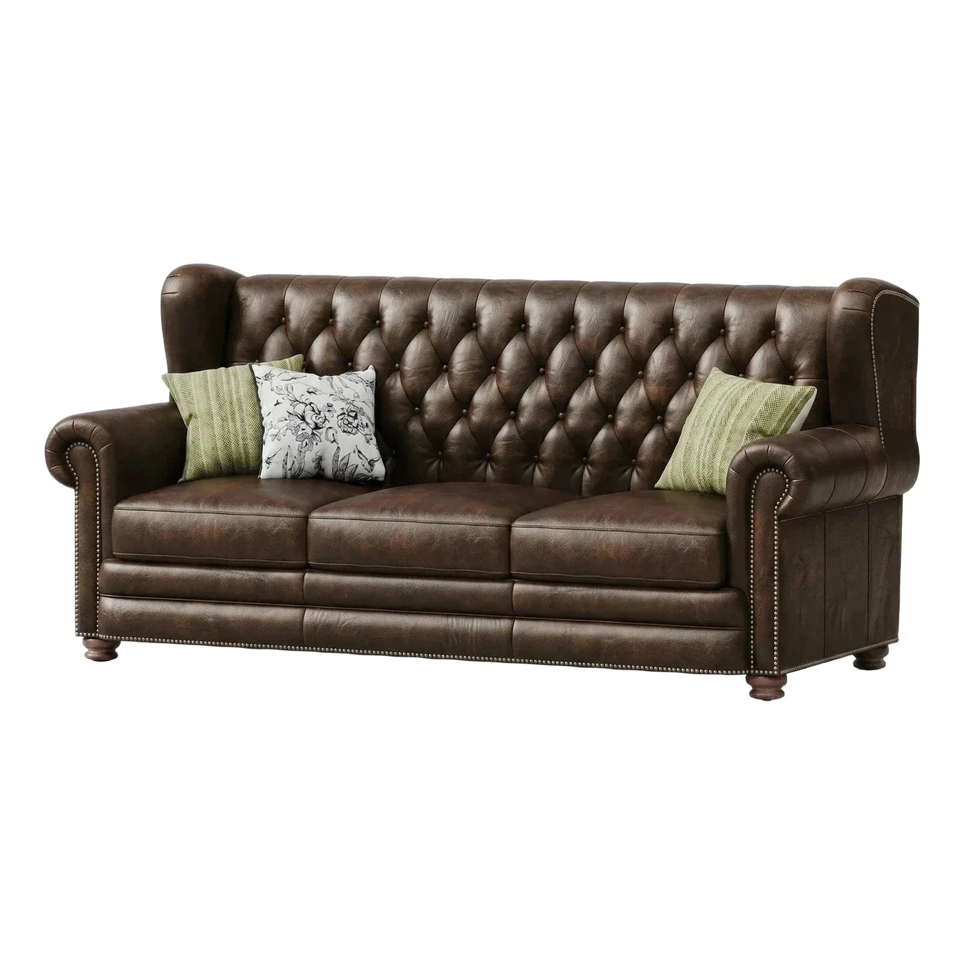 Classic Brown Leather Chesterfield Sofa