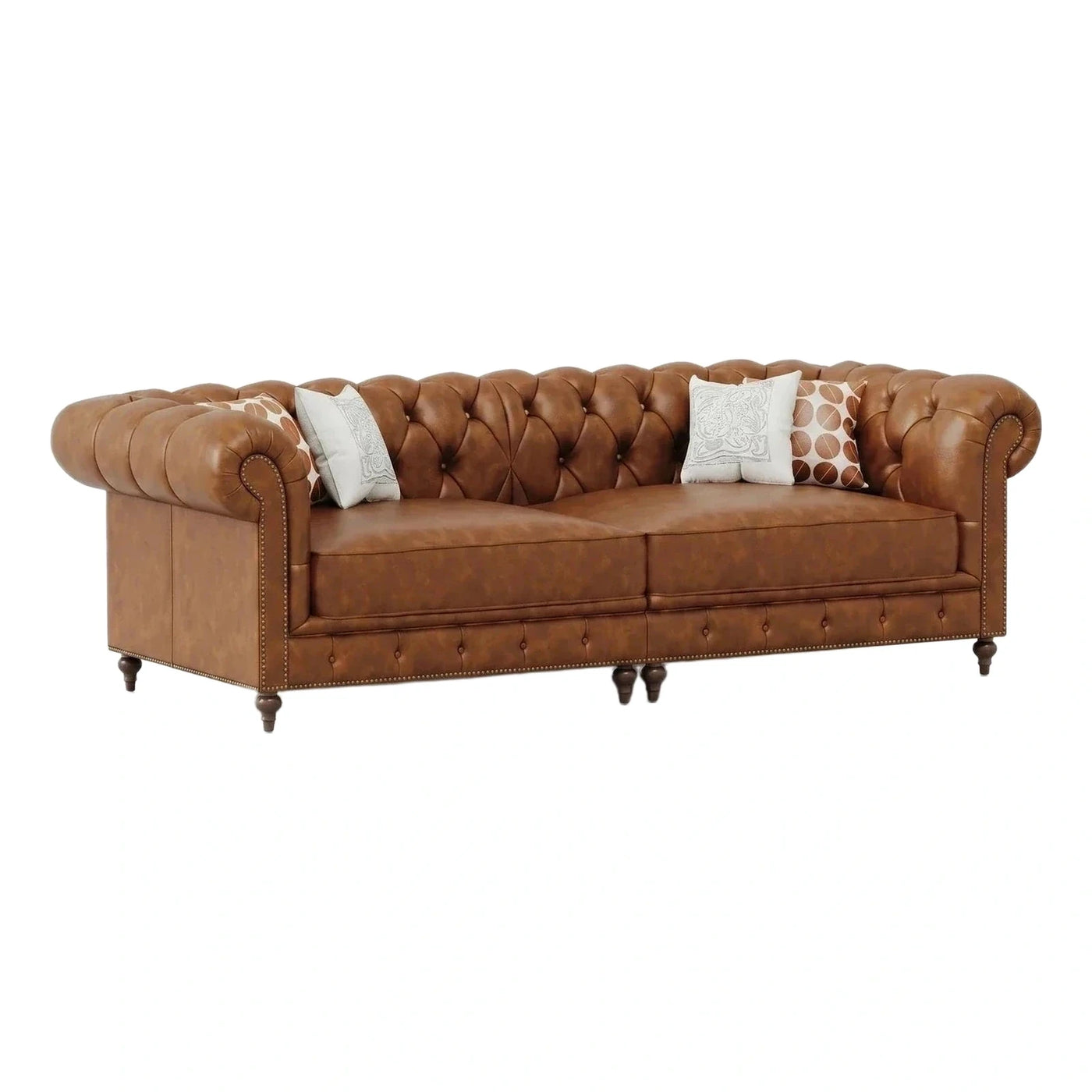 Classic Brown Leather Chesterfield Sofa