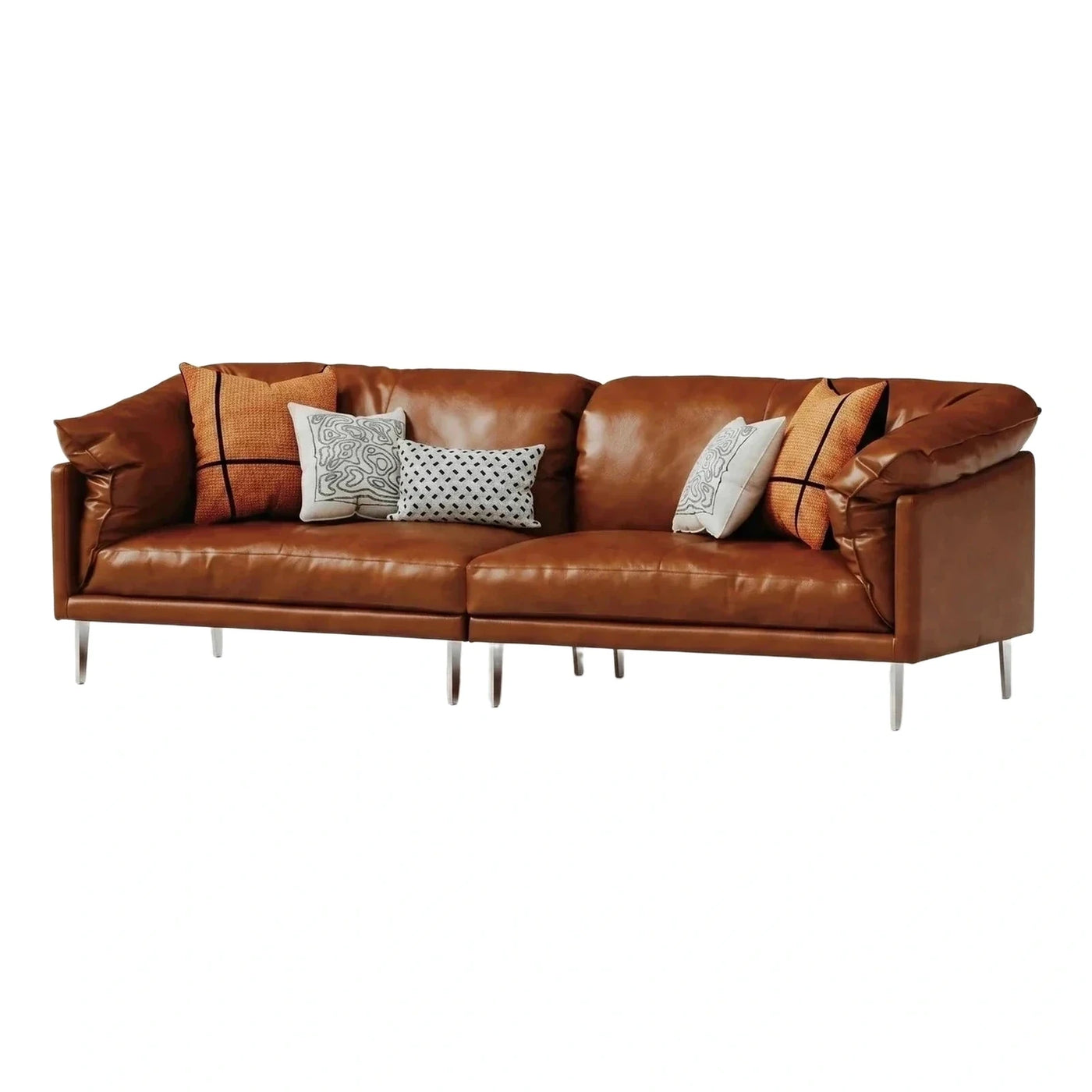 Modern Brown Leather Sectional Sofa