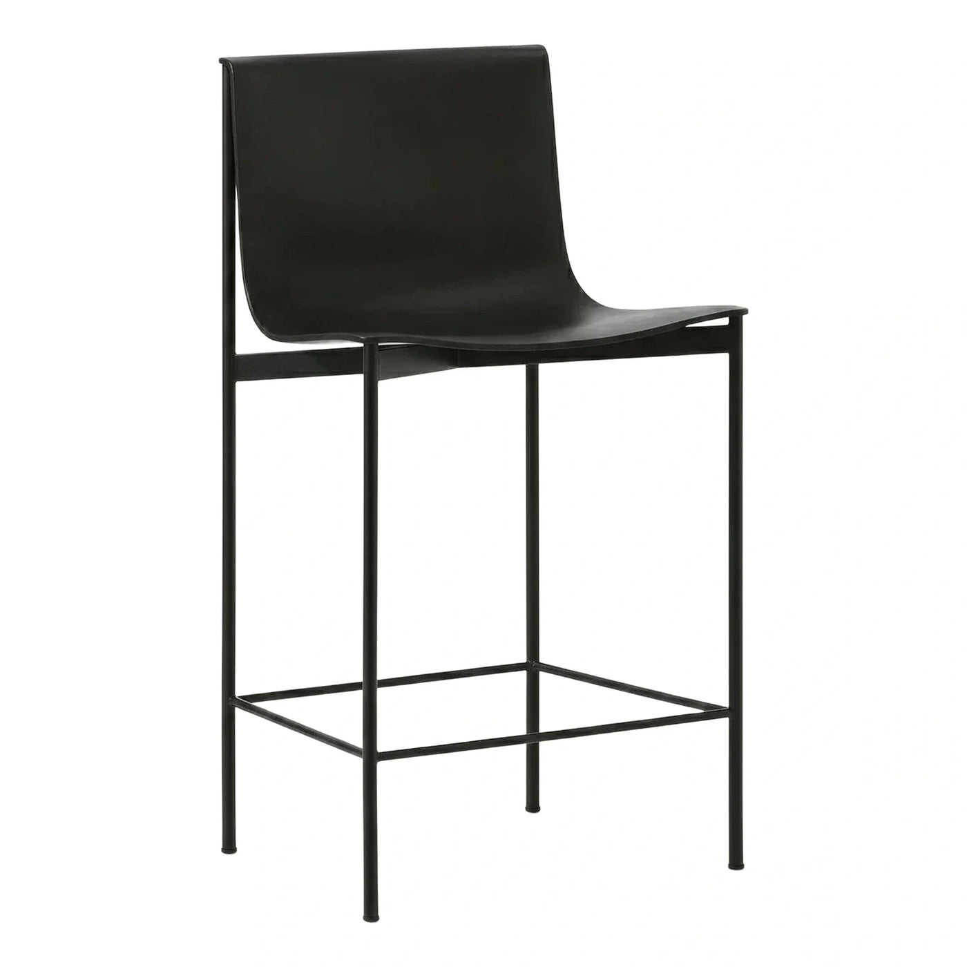 Modern Black Leather Bar Stool with Metal Frame