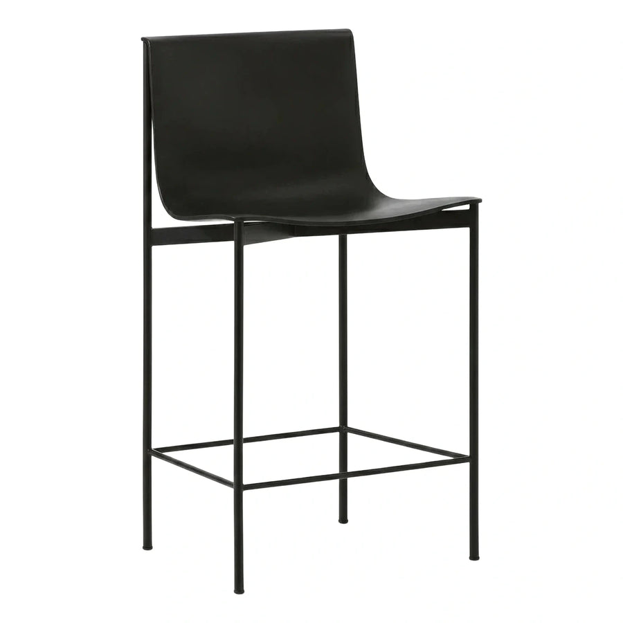 Modern Black Leather Bar Stool with Metal Frame