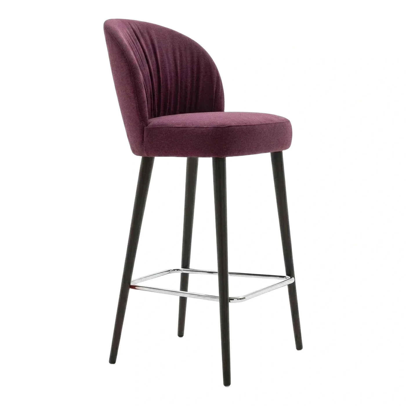 Purple Velvet Bar Stool with Dark Wood Legs