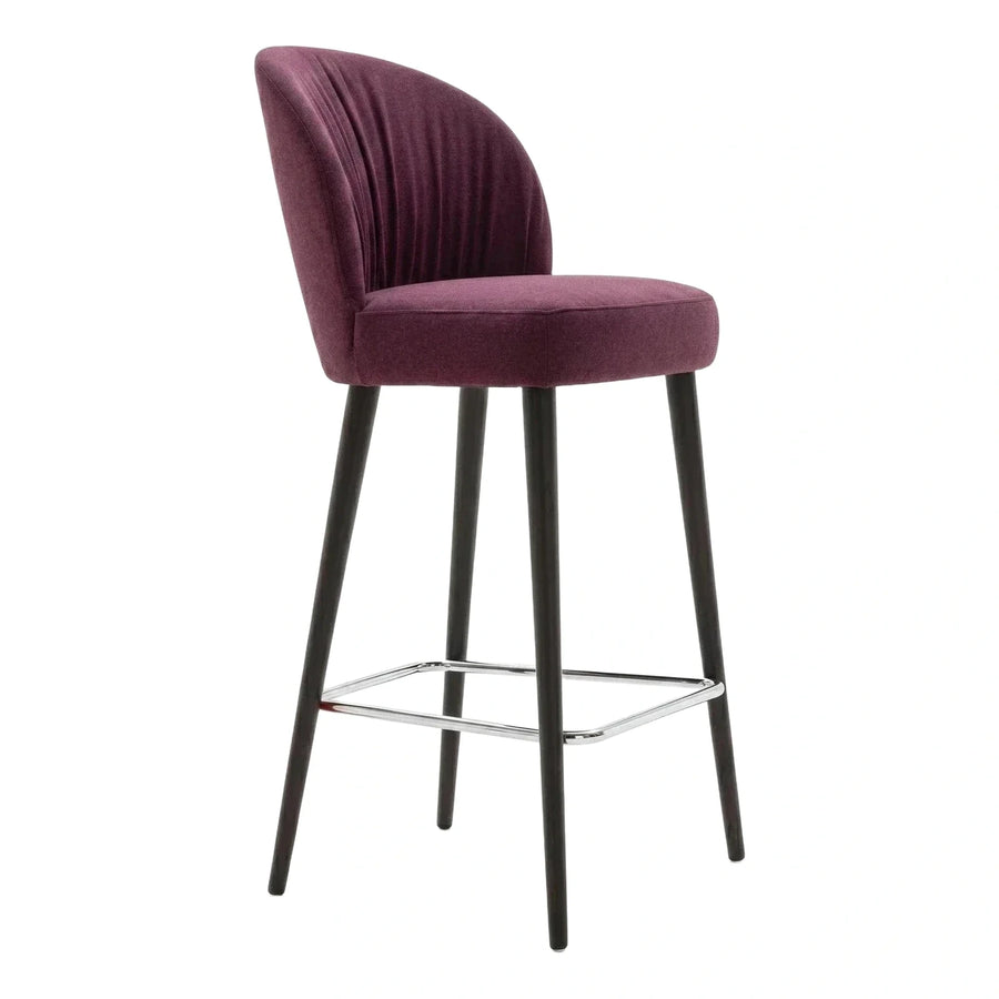 Purple Velvet Bar Stool with Dark Wood Legs