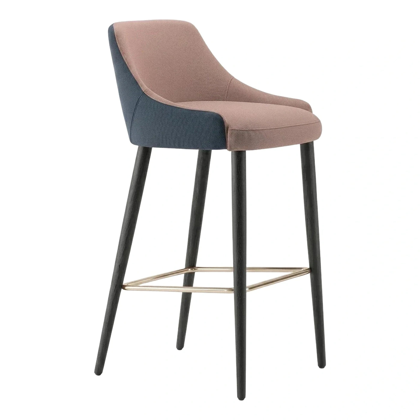 Two-Tone Fabric Bar Stool with Gold Footrest