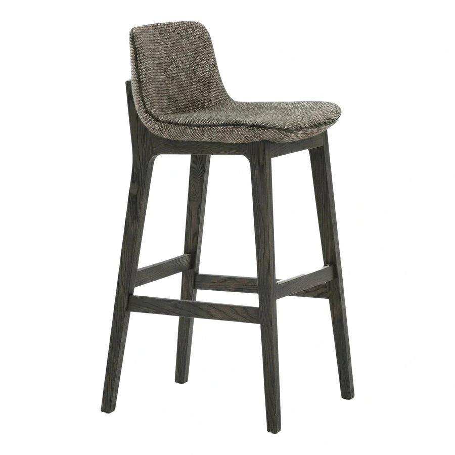 Modern Upholstered Bar Stool with Dark Wood Frame