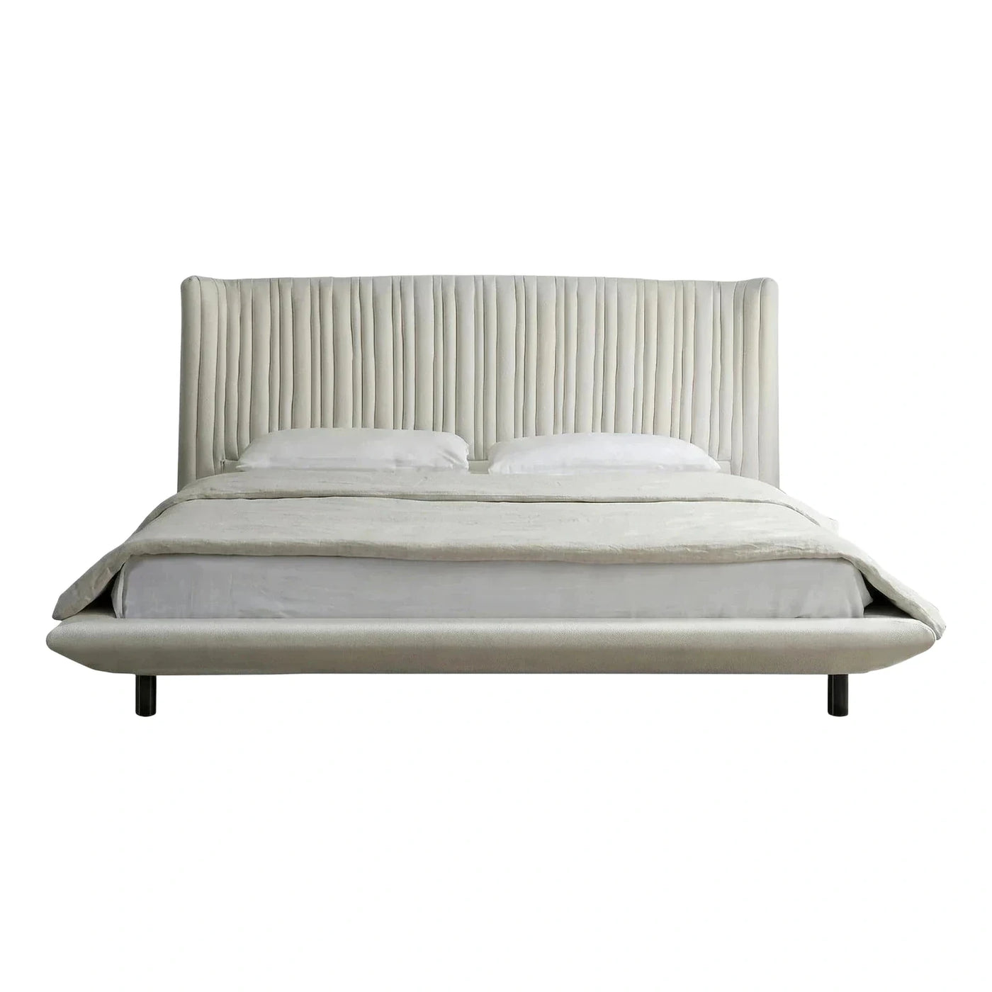 Cream Upholstered Channel Tufted Bed