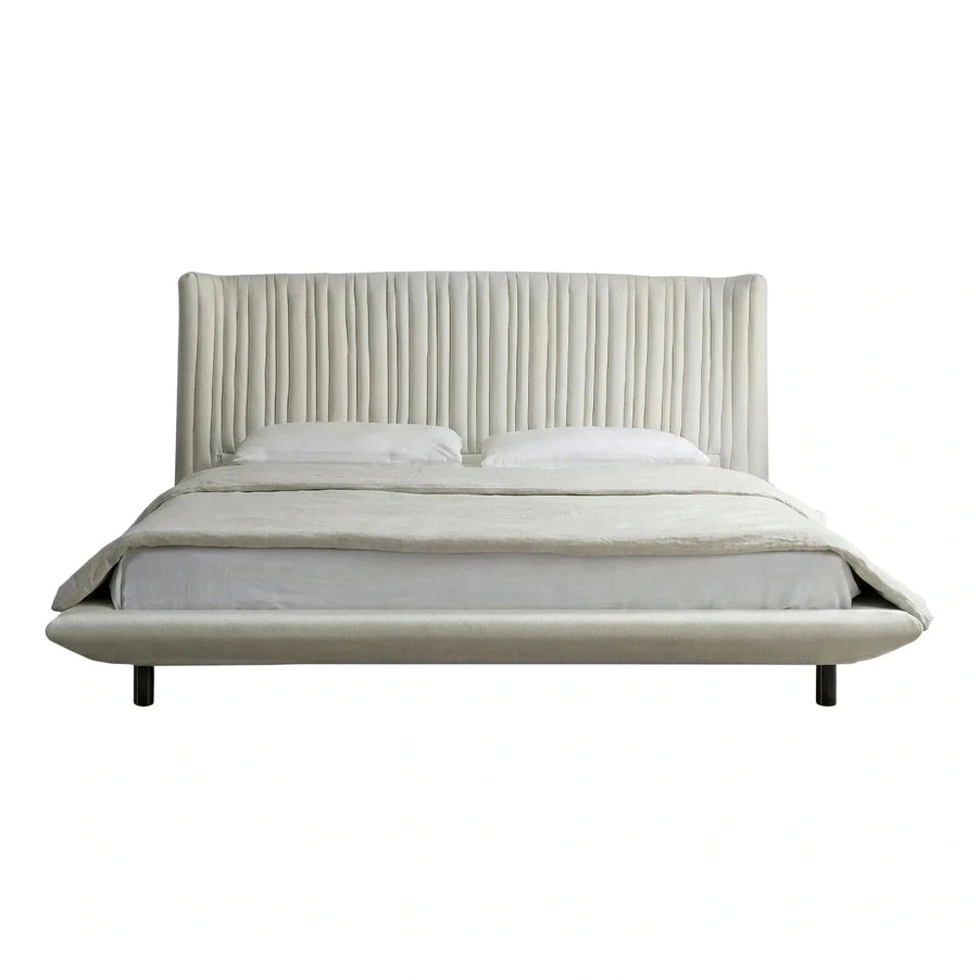 Cream Upholstered Channel Tufted Bed