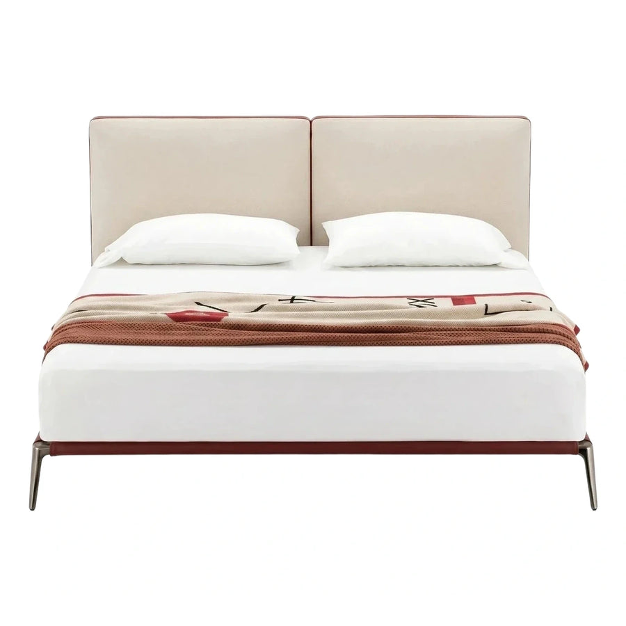 Modern Cream Bed with Reddish Brown Base