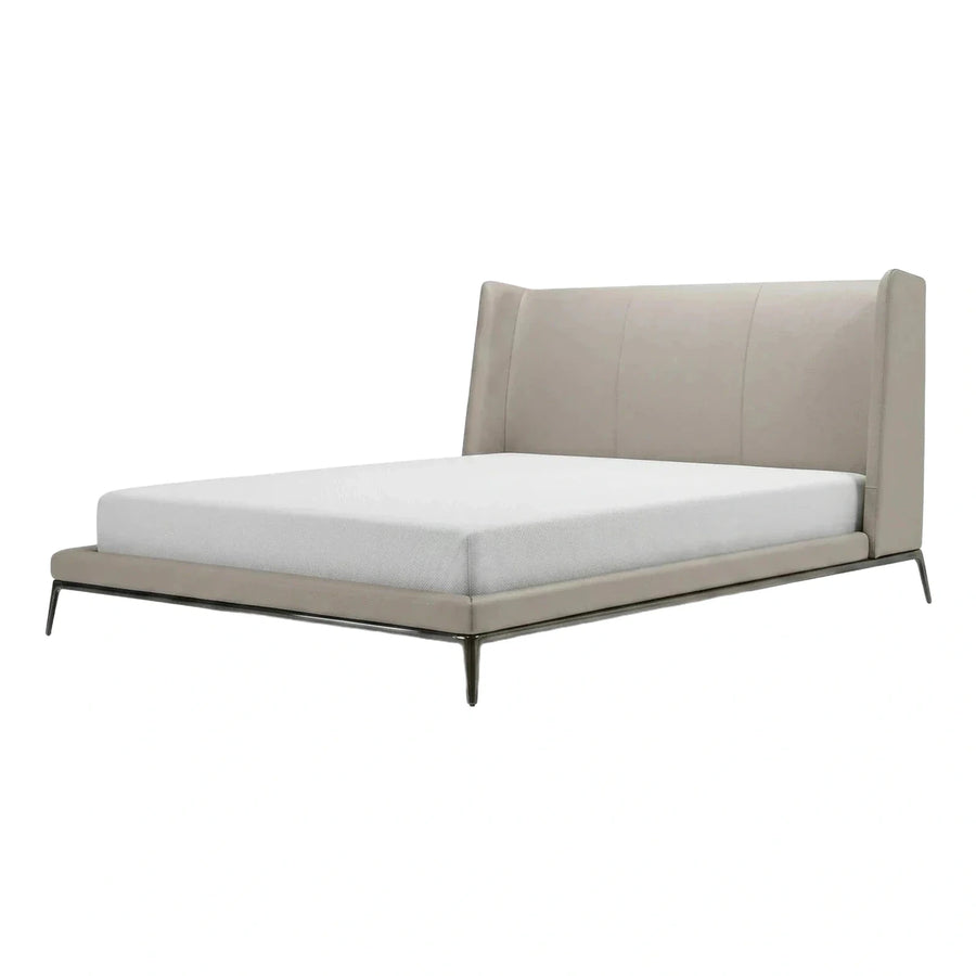 Modern Grey Upholstered Wingback Bed