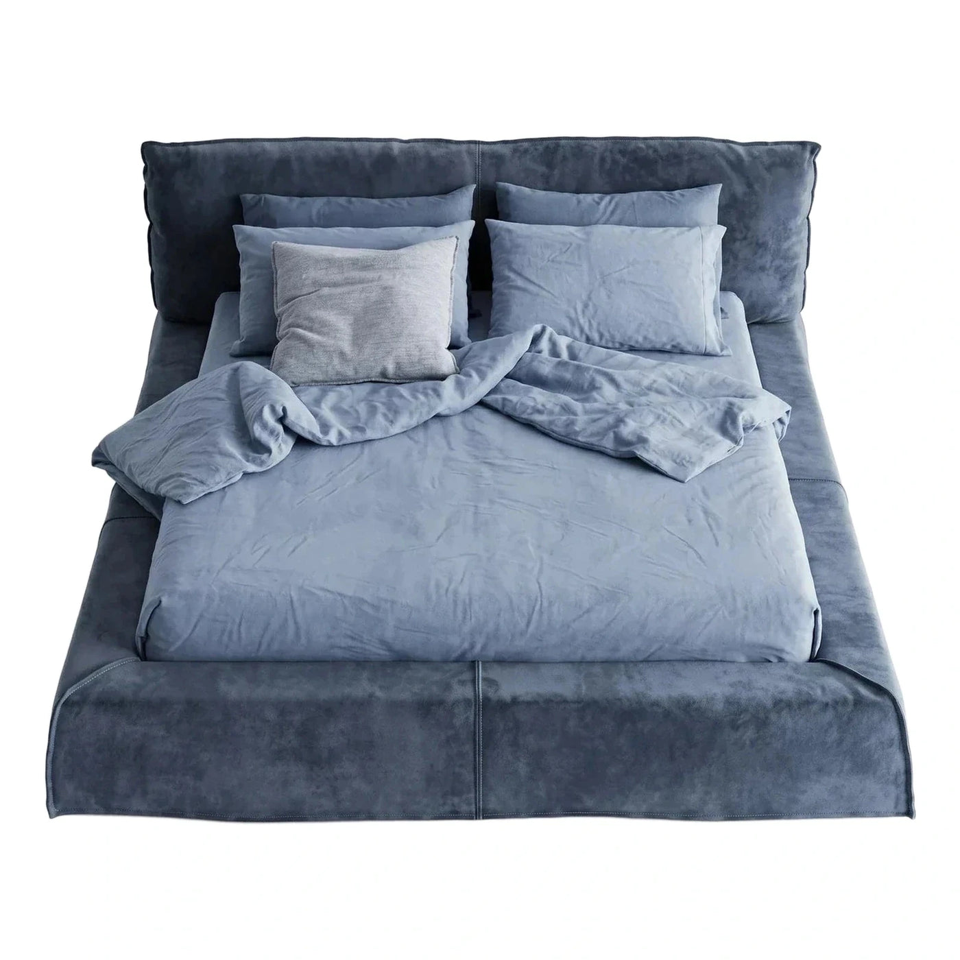Modern Brown Leather Tufted Platform Bed